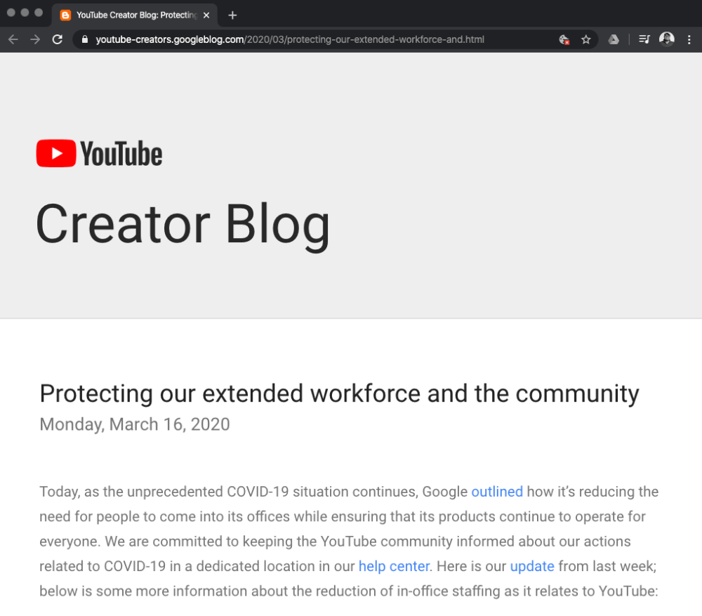 Pengumuman resmi dari YouTube